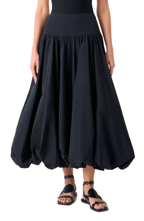 Techno Taffeta Balloon Hem Skirt