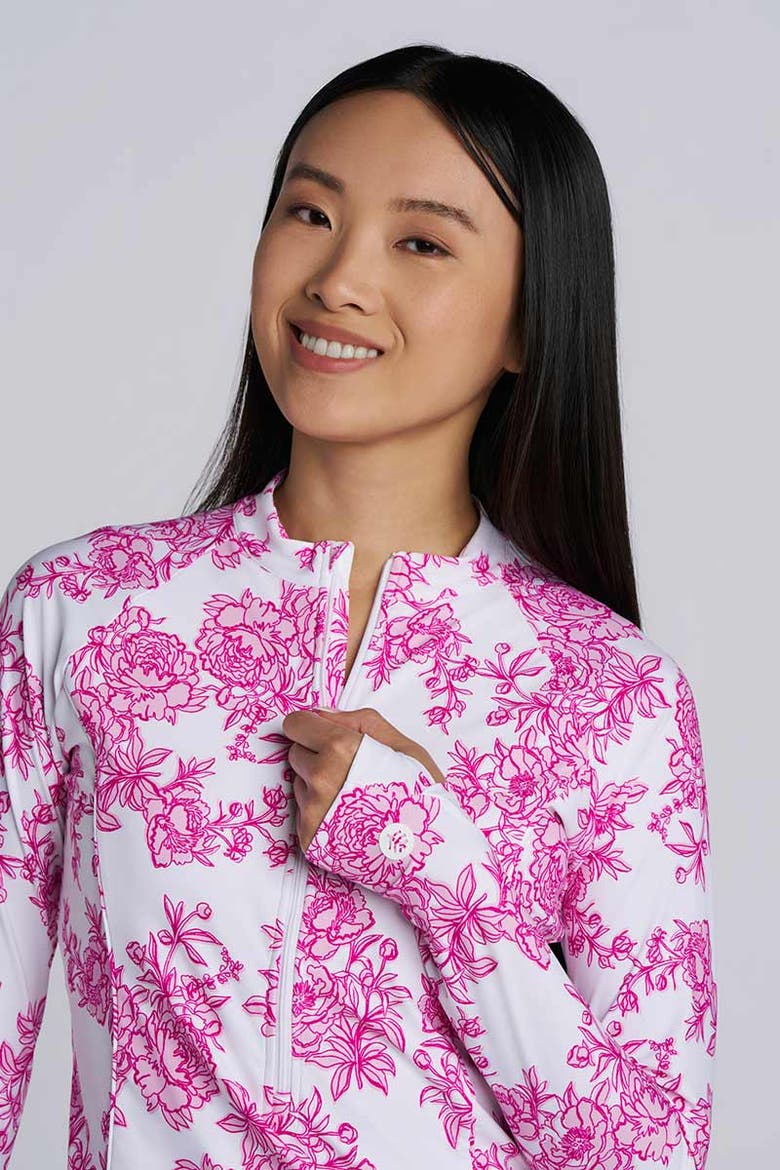 Women's Escalante Zip Rash Guard, UPF 50+ Sun Protection, Alternate, color, Fuchsia Pink