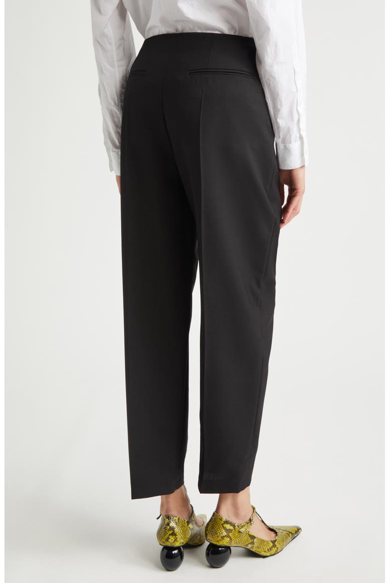 Pintuck Tapered Straight Leg Virgin Wool Pants, Alternate, color, 00N99 BLACK