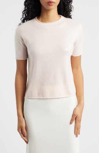 MANGO Short Sleeve Sequin Sweater