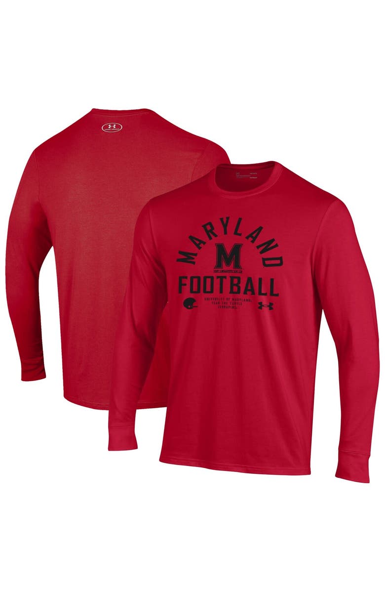 Under Armour Men's Under Armour Red Maryland Terrapins 2025 Sideline Football Performance Long Sleeve T-Shirt, Main, color, Red