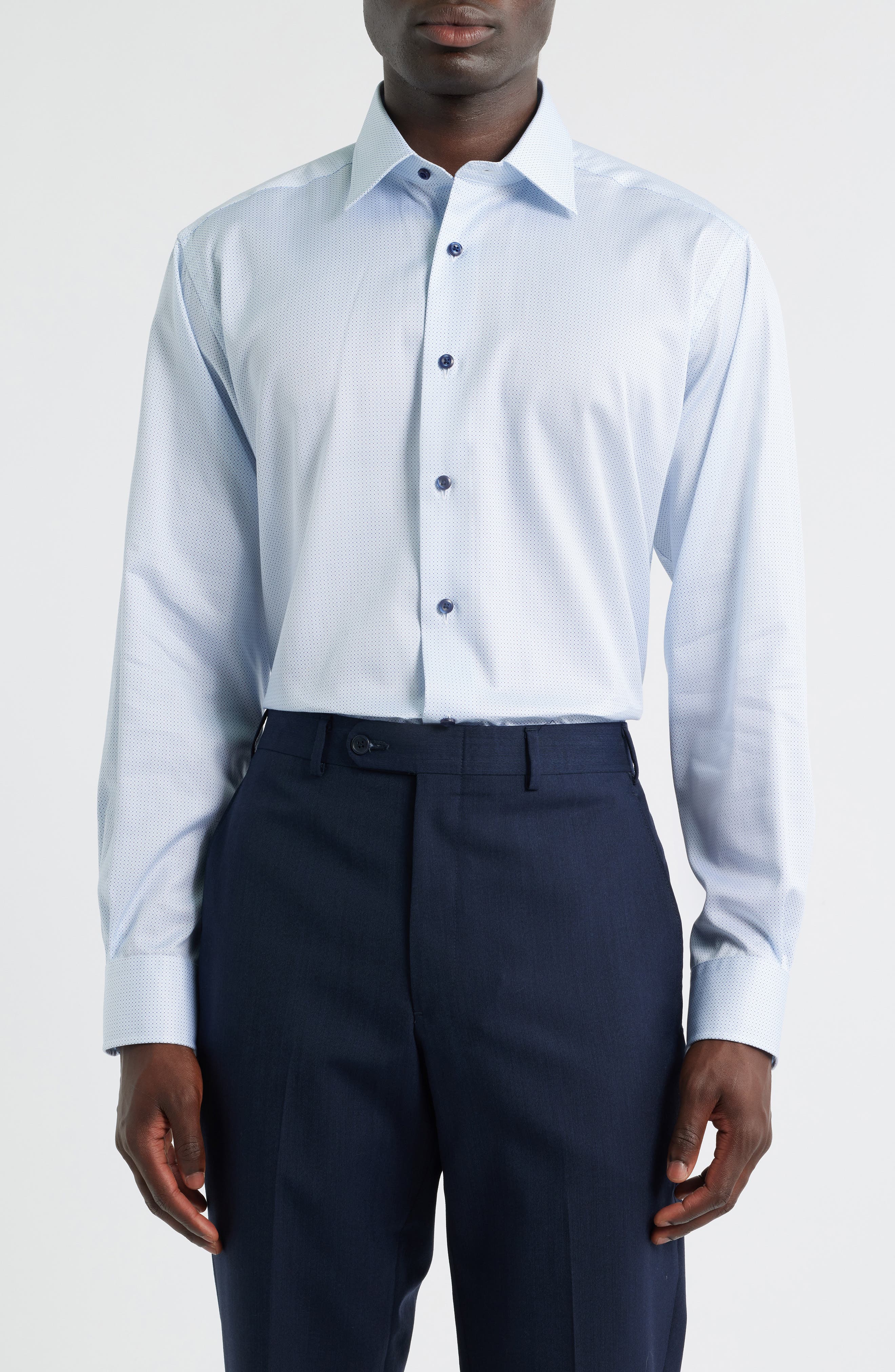Regular Fit Micro Geometric Print Dress Shirt
