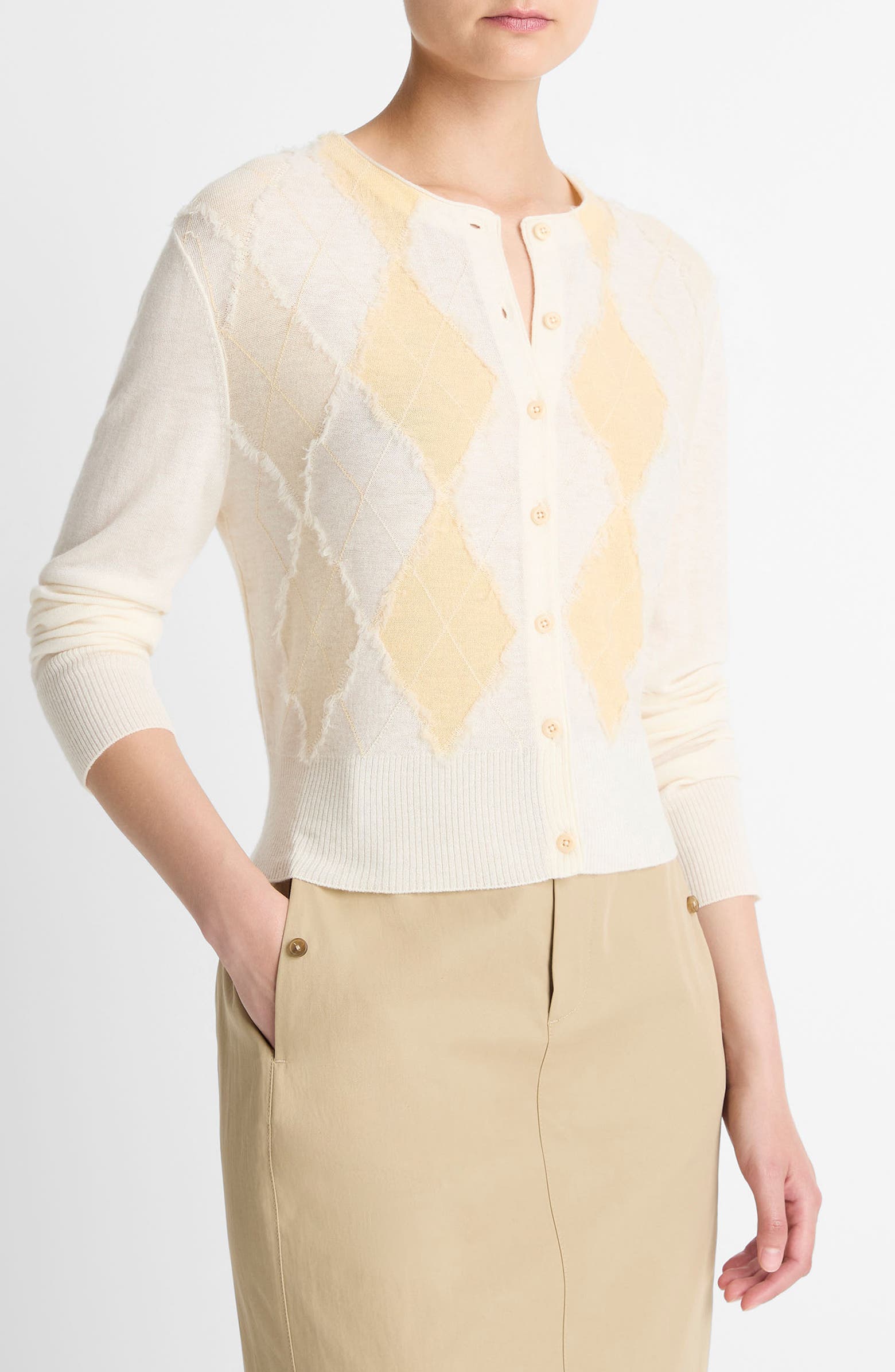 Vince Hand Cut Argyle Cardigan | Nordstromrack