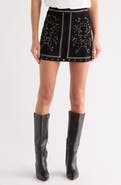 matty m. Embroidered Suede Miniskirt
