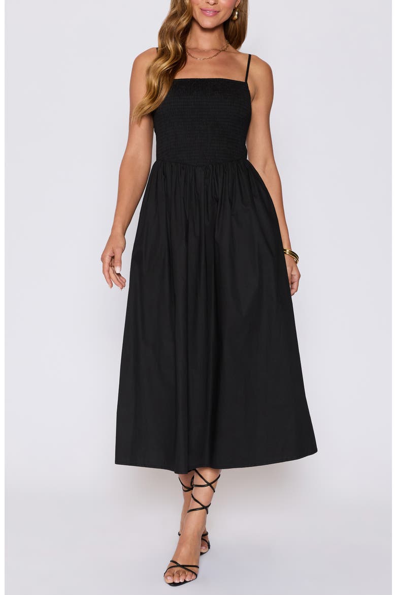 Essential Smocked Cotton Sundress (Nordstrom Exclusive), Main, color, BLACK