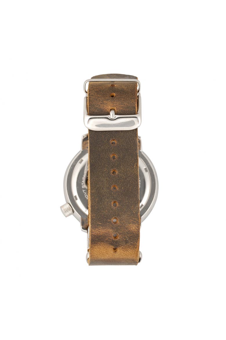 M74 Series Leather-Band Watch w/Magnified Date Display, Alternate, color, Brown/Black & Gold/Black