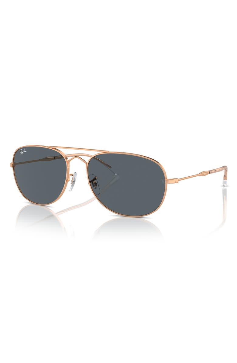 Ray-Ban Bain Bridge 57mm Pillow Aviator Sunglasses, Alternate, color, Rose Gold