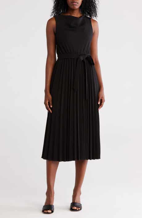 Calvin Klein Cowl Neck Sleeveless Pleated A-Line Dress