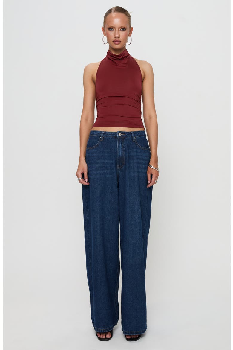 Giggle Cowl Neck Halter Top, Alternate, color, BURGUNDY