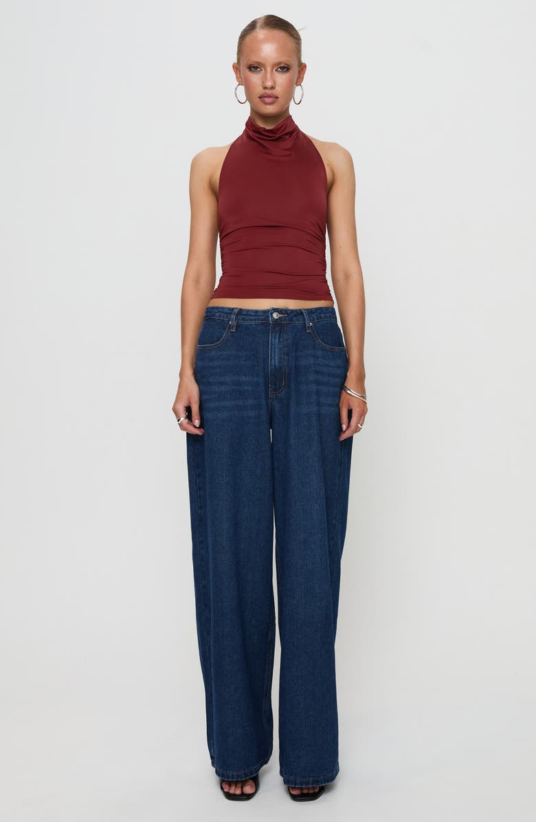 Princess Polly Giggle Cowl Neck Halter Top, Alternate, color, Burgundy