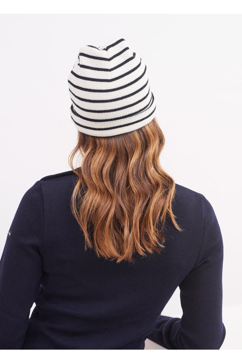 CARTIER - Nautical Striped Beanie, Alternate, color, IVORY / NAVY