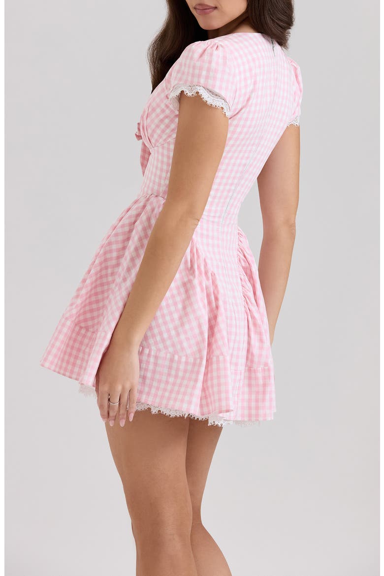 Emiliana Corset Gingham Cocktail Minidress, Alternate, color, PINK GINGHAM