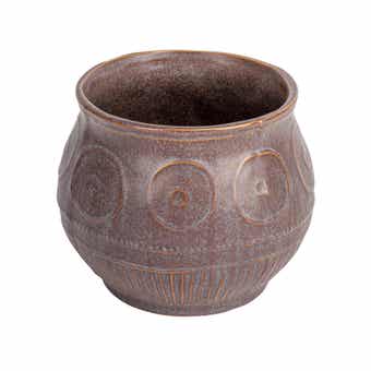 Distressed Cream Terracotta Planter with Fluted Texture