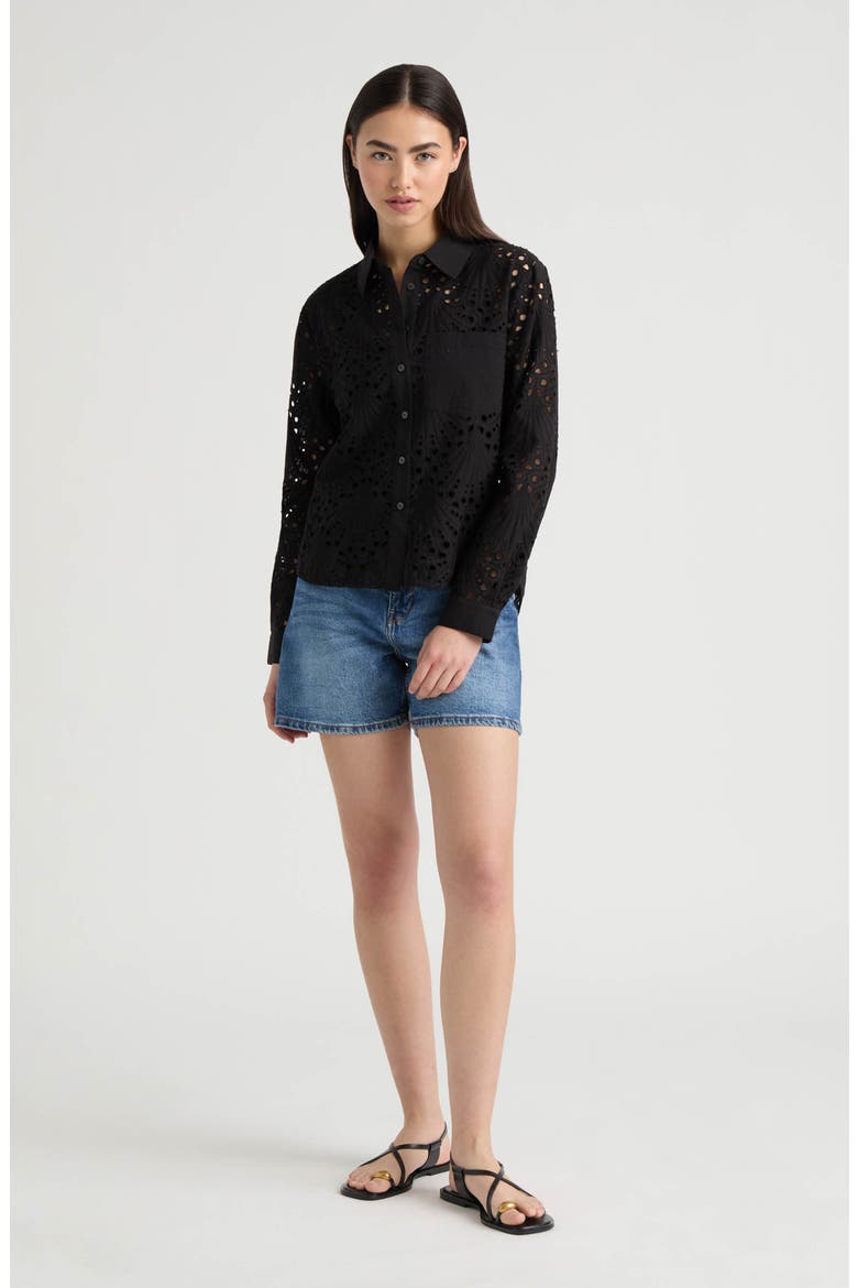 Eyelet Shirt, Alternate, color, BLACK