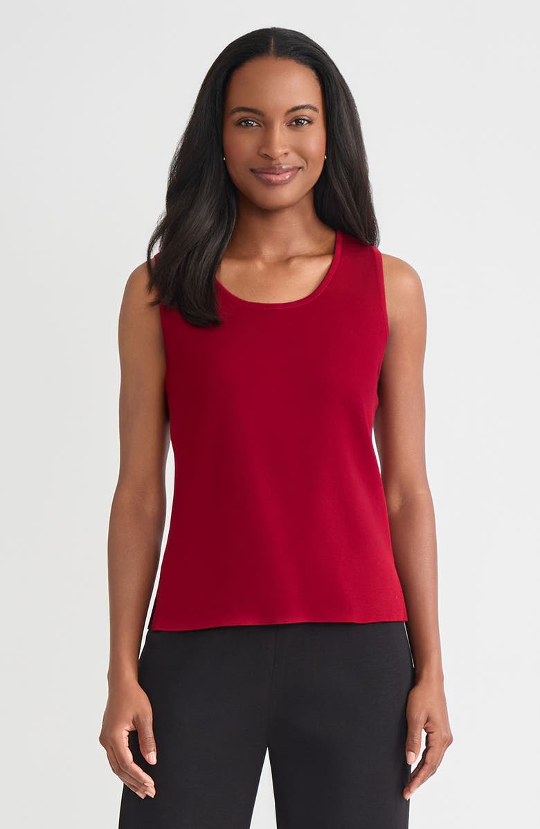 Misook Double Scoop Neck Mylana Knit Tank, Main, color, Scarlet Red
