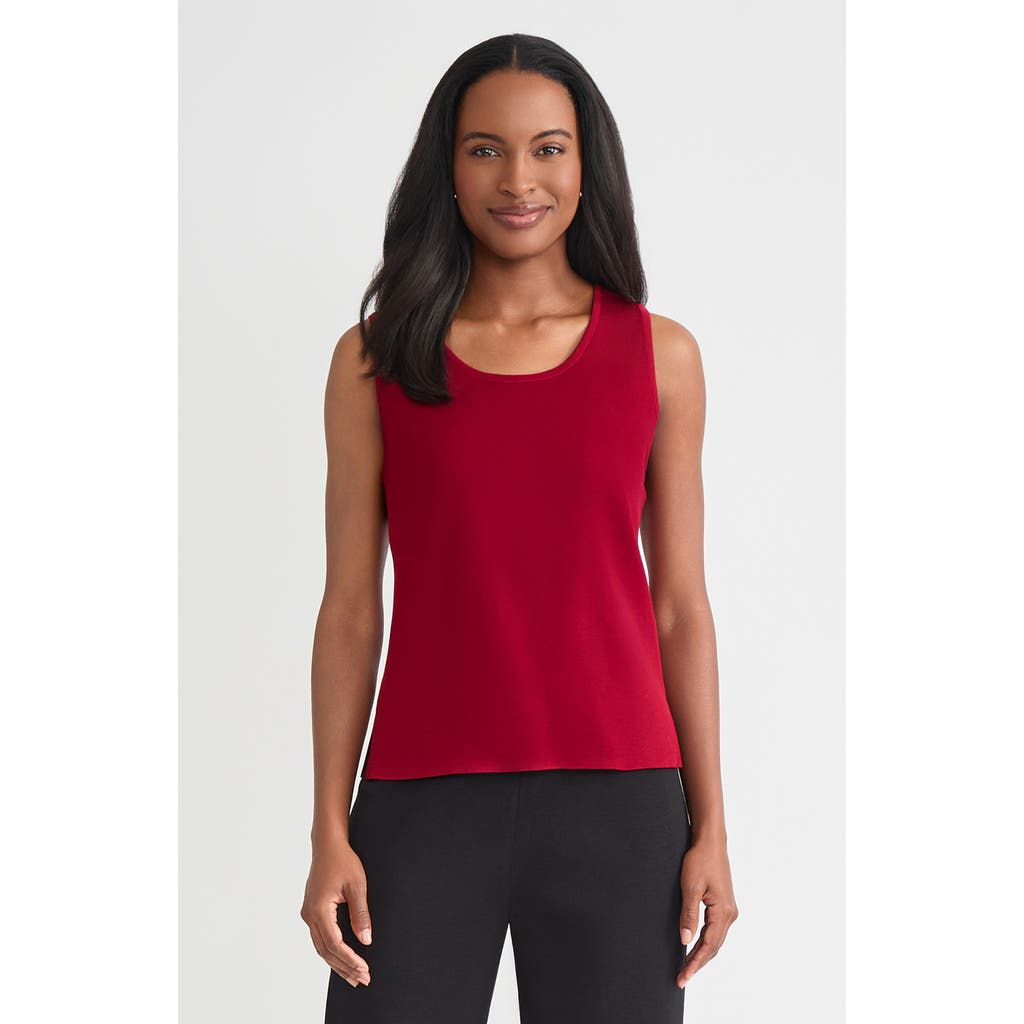 Misook Double Scoop Neck Mylana Knit Tank In Red