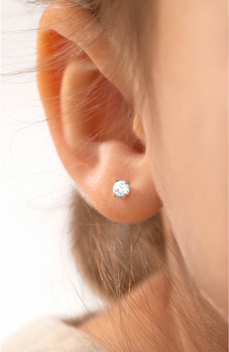In Season Jewelry 14k Pronged Simulated Birthstone Earrings, Alternate, color, April