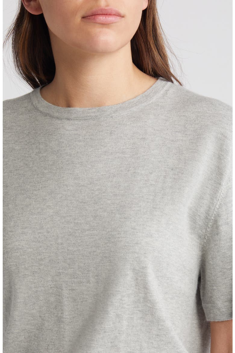 Avery Short Sleeve Cotton & Cashmere Sweater, Alternate, color, HEATHER GREY