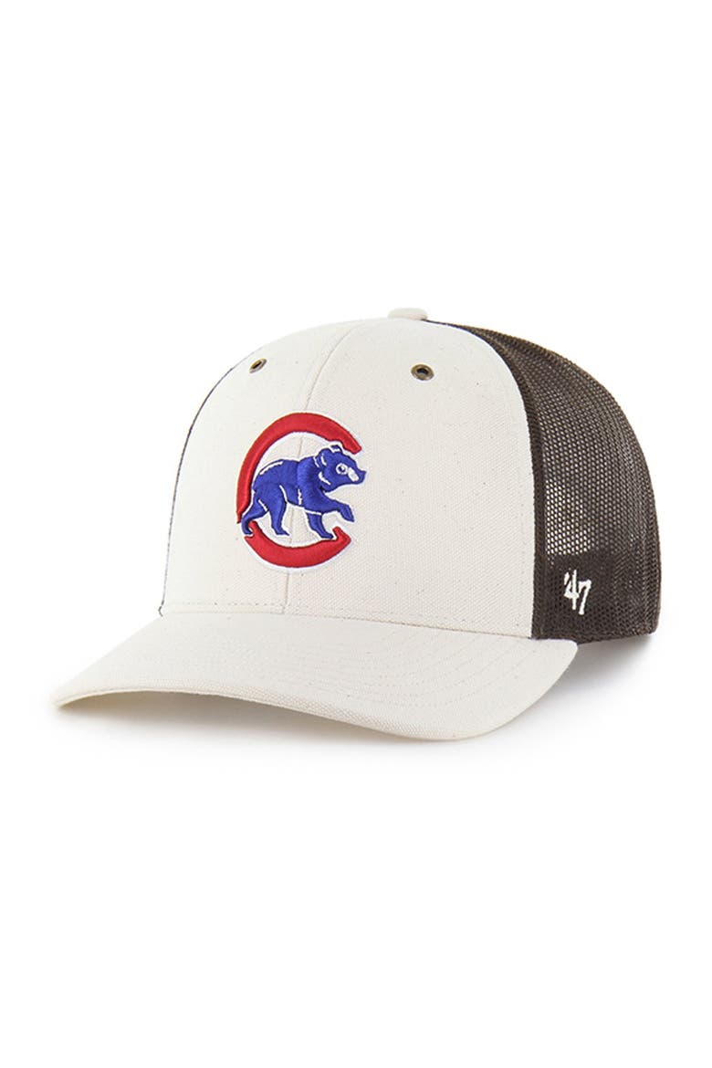 Men's Carhartt x '47 Natural/Brown Chicago Cubs Undyed Trucker Adjustable Hat, Main, color, Natural