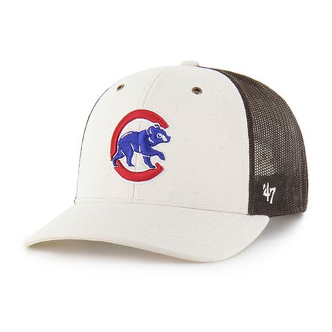 Men's Carhartt x '47 Natural/Brown Chicago Cubs Undyed Trucker Adjustable Hat