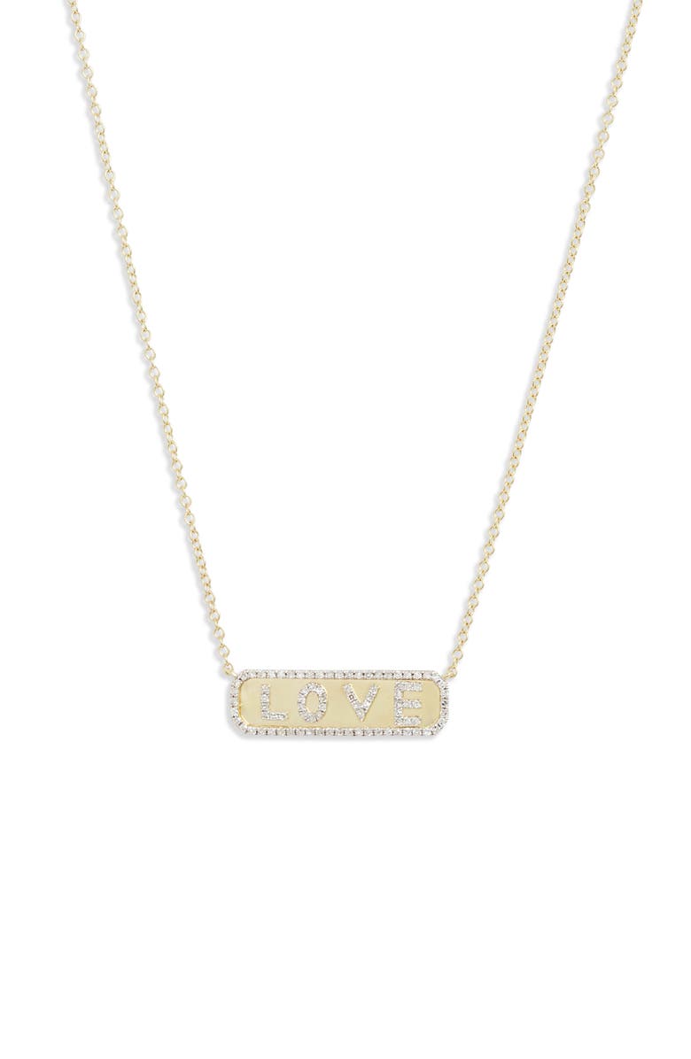 Meira T Diamond Love Pendant Necklace, Main, color, Yellow Gold/ Diamond