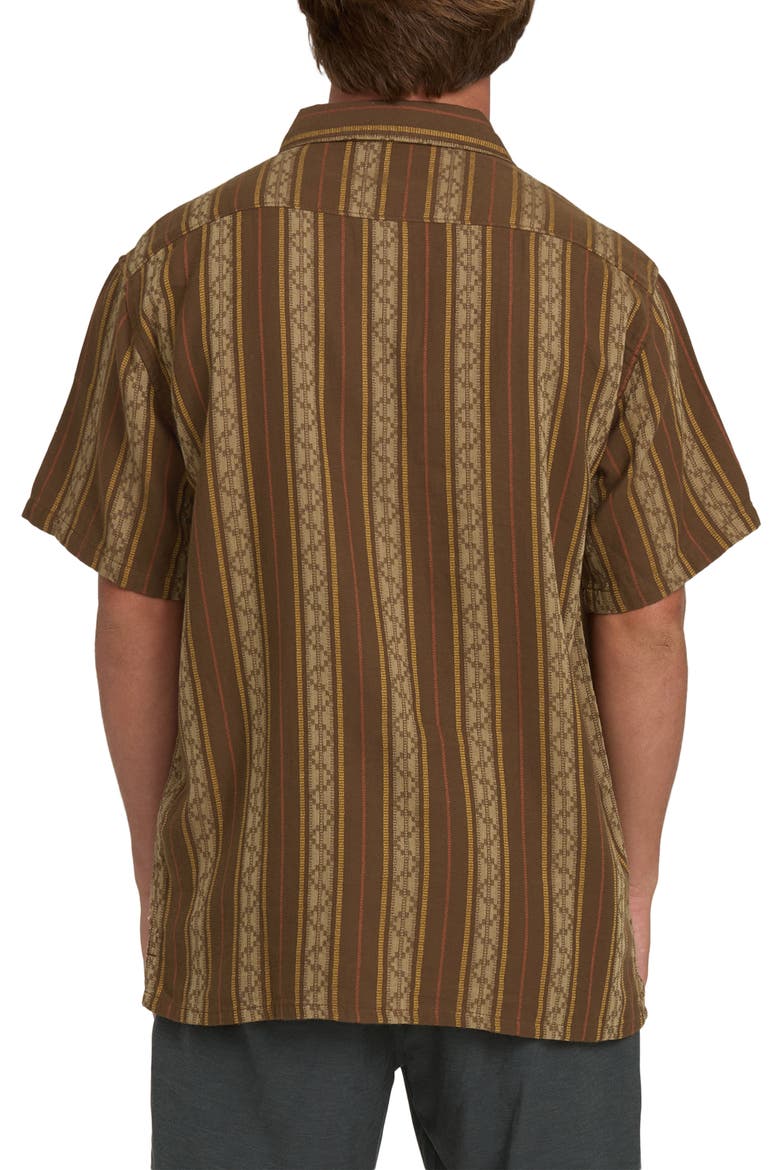 Sundays Stripe Jacquard Short Sleeve Cotton Button-Up Shirt, Alternate, color, VINTAGE KHAKI