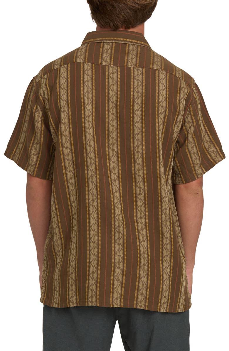 Billabong Sundays Stripe Jacquard Short Sleeve Cotton Button-Up Shirt, Alternate, color, Vintage Khaki