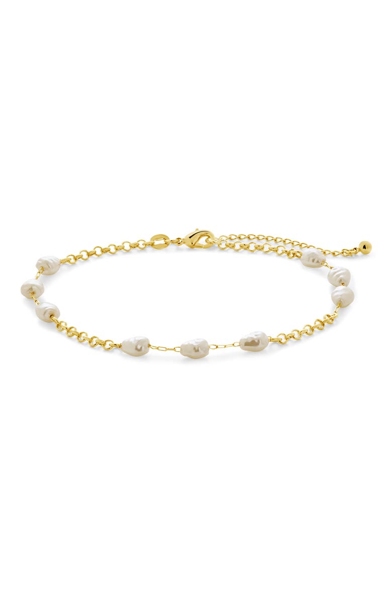 Allie 7.5mm Faux Pearl Anklet, Alternate, color, GOLD
