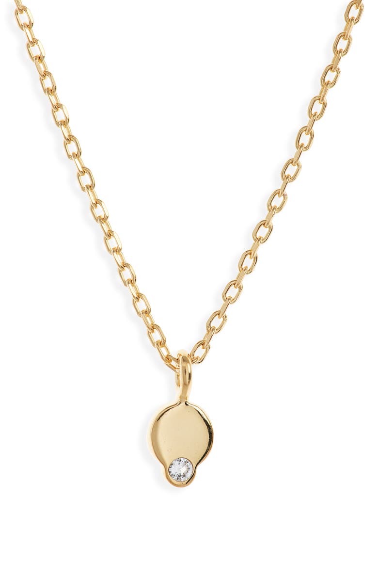 Madewell Delicate Collection Demi Fine White Topaz Disc Pendant Necklace, Main, color,