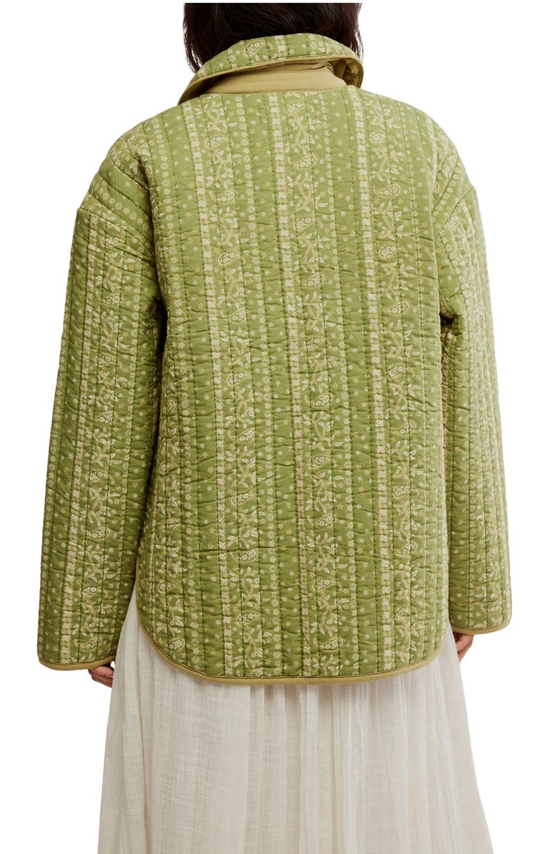 Free People Alexie Print Boxy Quilted Jacket, Alternate, color, Olive