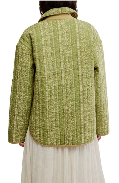 Free People Alexie Print Boxy Quilted Jacket In Green