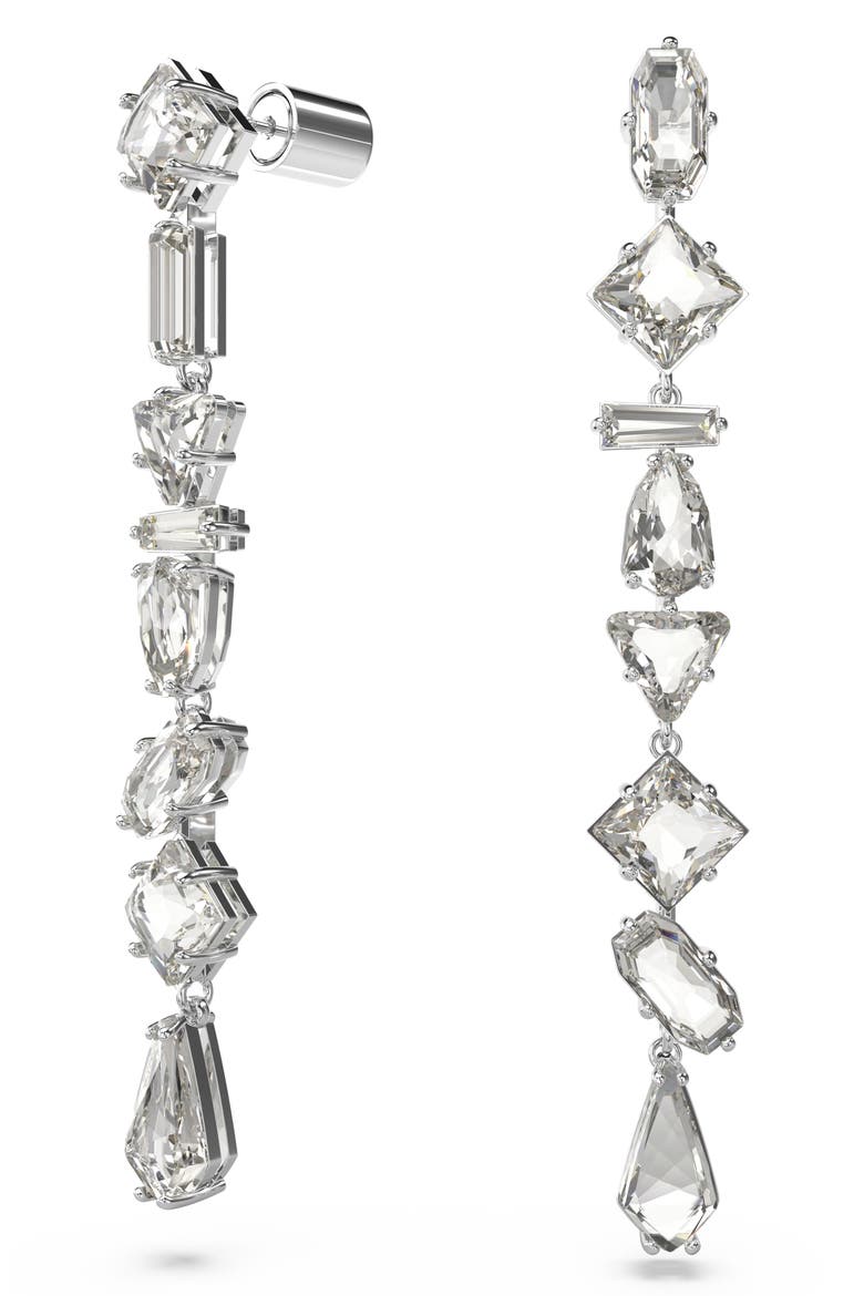 Mesmera Crystal Drop Earrings, Alternate, color, SILVER