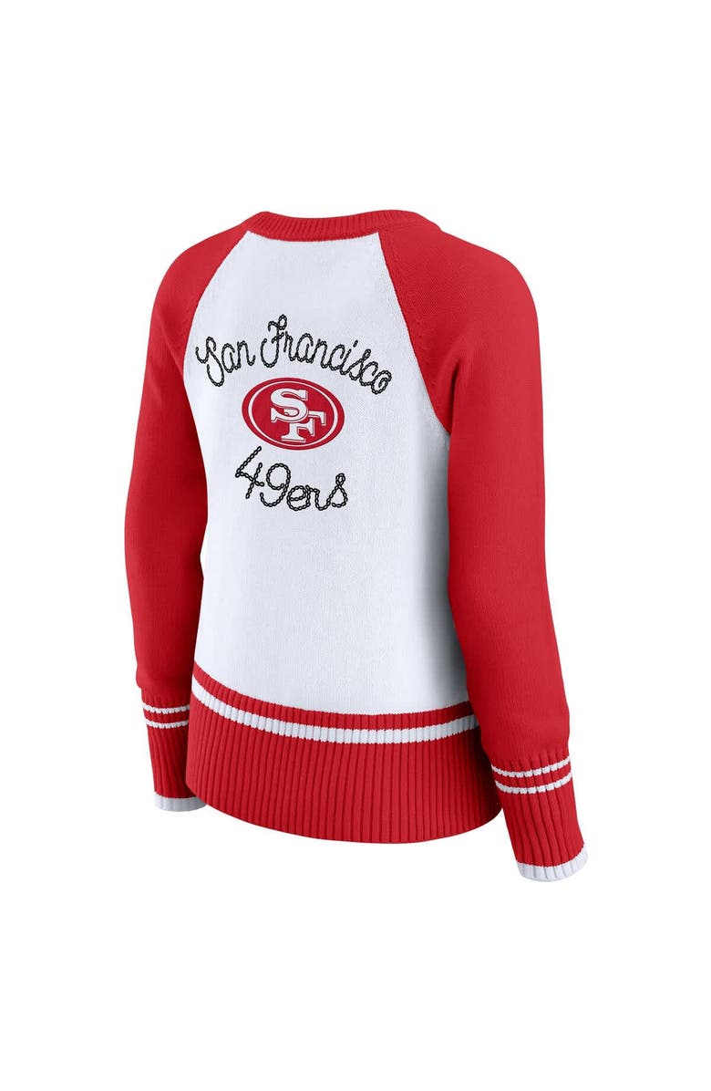 WEAR by Erin Andrews Women's WEAR by Erin Andrews White/Scarlet San Francisco 49ers Colorblock Raglan Sweater, Alternate, color, White