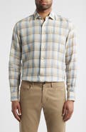 Scott Barber European Plaid Linen Button-Up Shirt