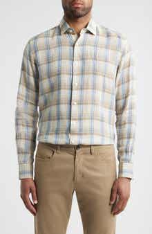 Scott Barber European Plaid Linen Button-Up Shirt