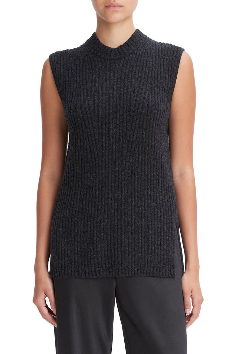 Wool & Cashmere Tunic Top, Main, color, HEATHER CHARCOAL