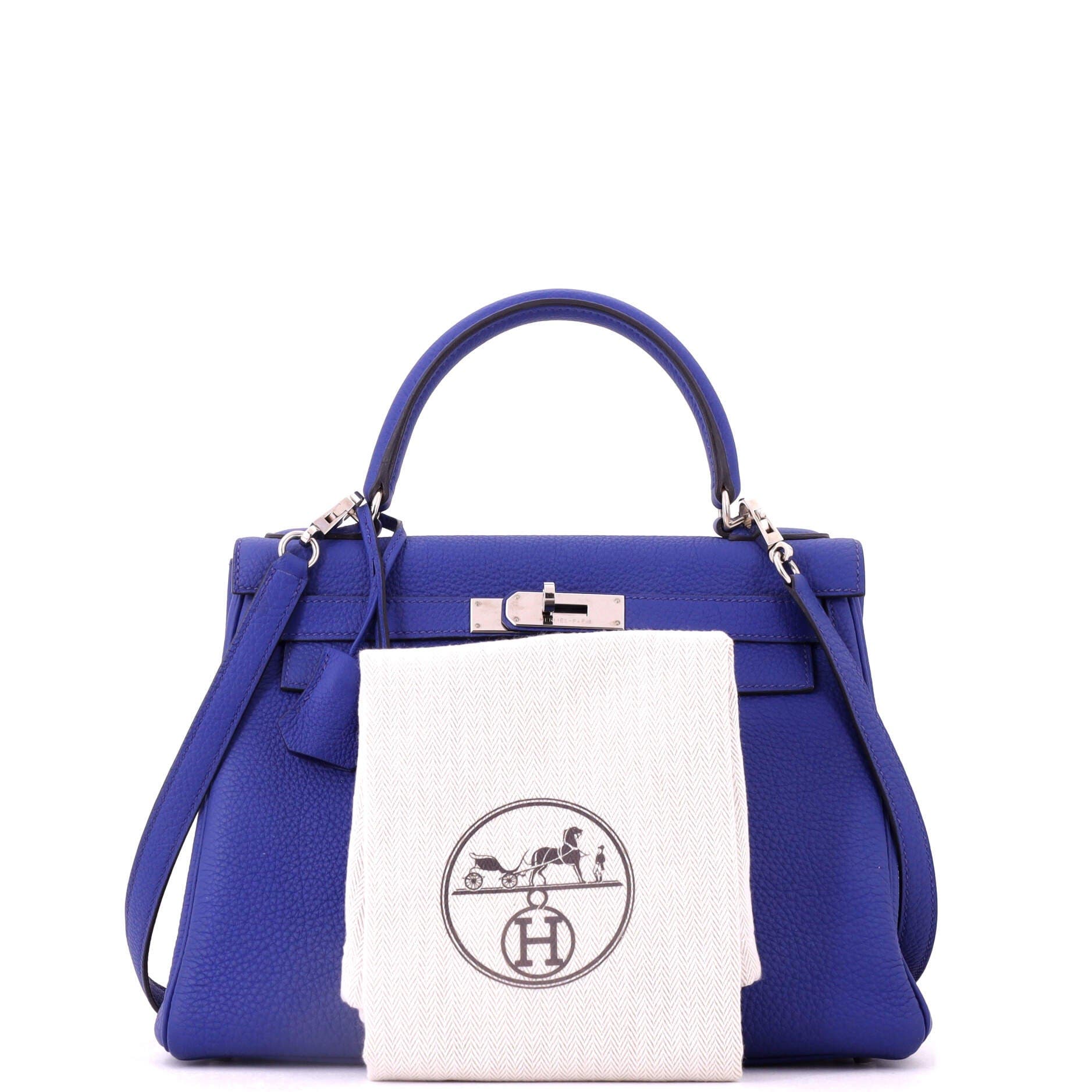 Pre-Owned Hermes Kelly Handbag Blue Togo with Palladium Hardware 28, Alternate, color, Bleu Electrique