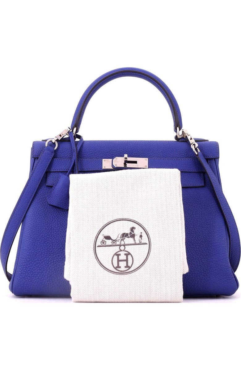 Pre-Owned Hermes Kelly Handbag Blue Togo with Palladium Hardware 28, Alternate, color, Bleu Electrique