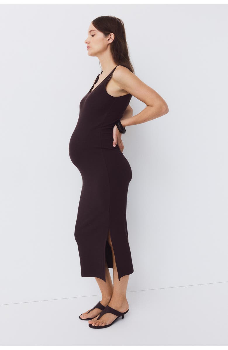H&M Mama Ribbed Jersey Dress, Alternate, color, Dark Brown