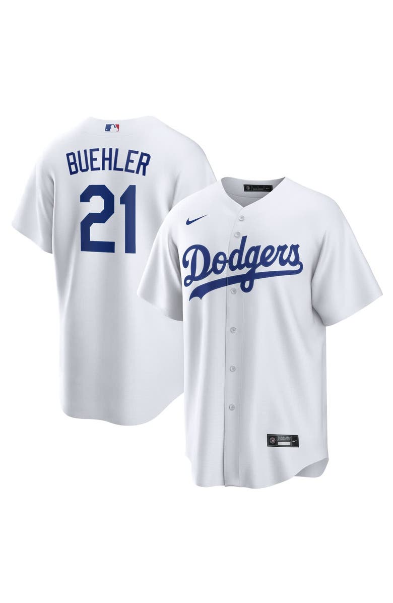Nike Men's Nike Walker Buehler White Los Angeles Dodgers Home Replica Player Jersey, Alternate, color,