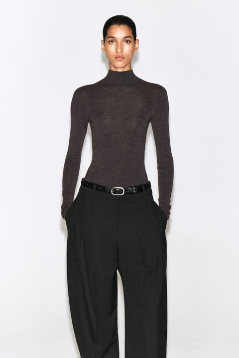 Seamless Merino Wool Mock-Neck Bodysuit