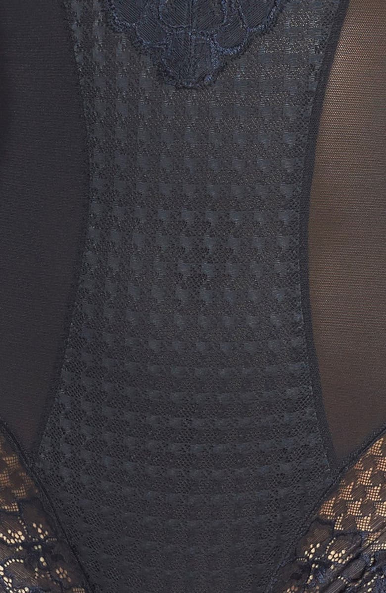 Panache 'Envy' Houndstooth Lace Underwire Bodysuit, Alternate, color, 