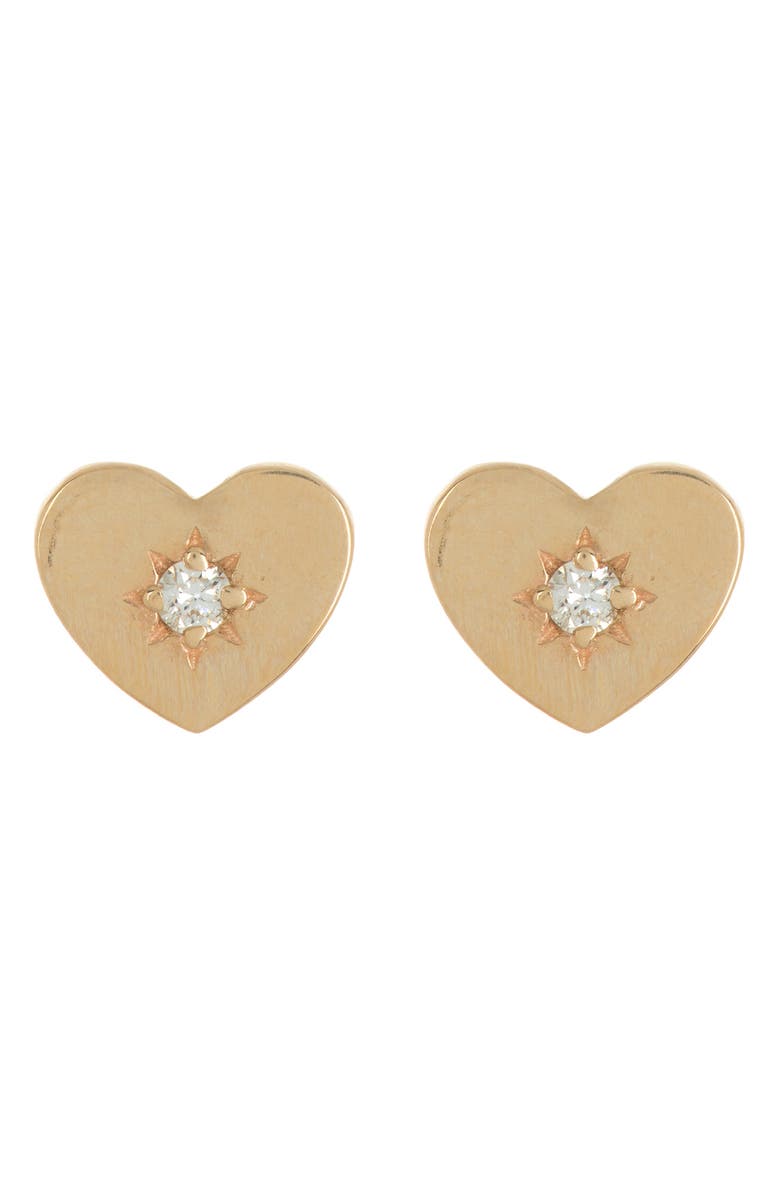 Anzie Jac+Jo Icon Vintage Heart Stud Earrings, Alternate, color, 14K Gold