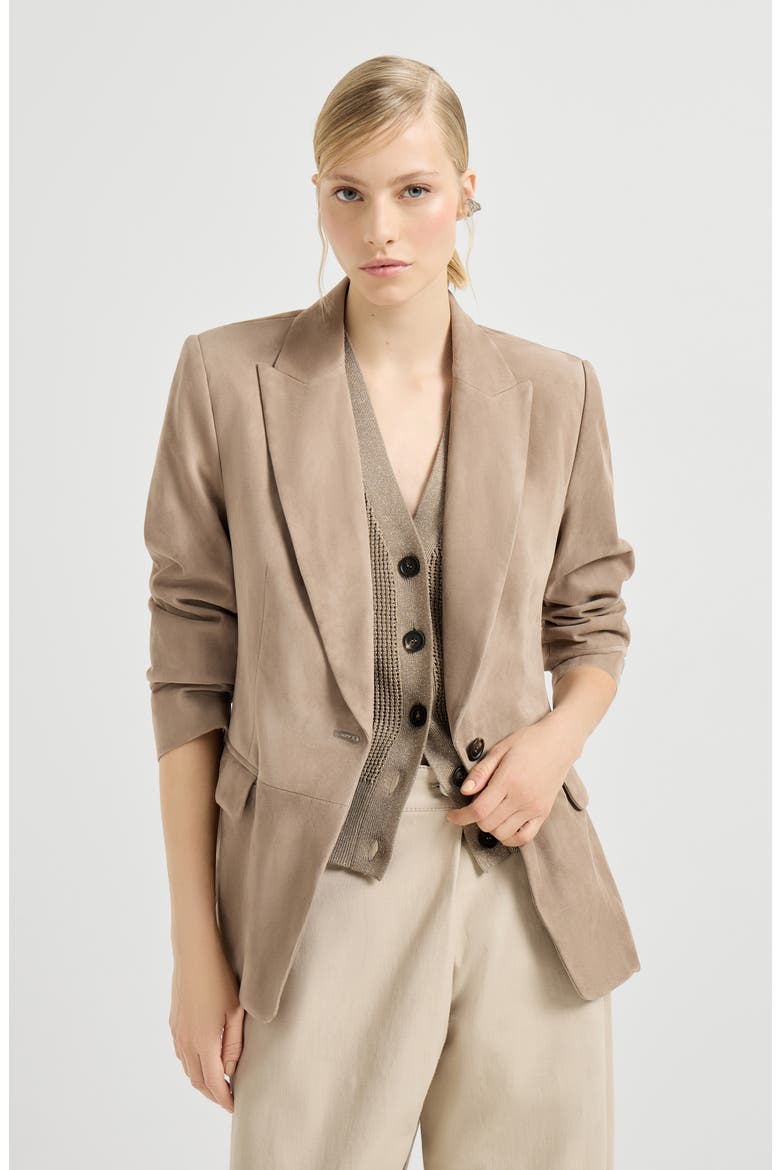 Suede blazer, Alternate, color, Light Brown