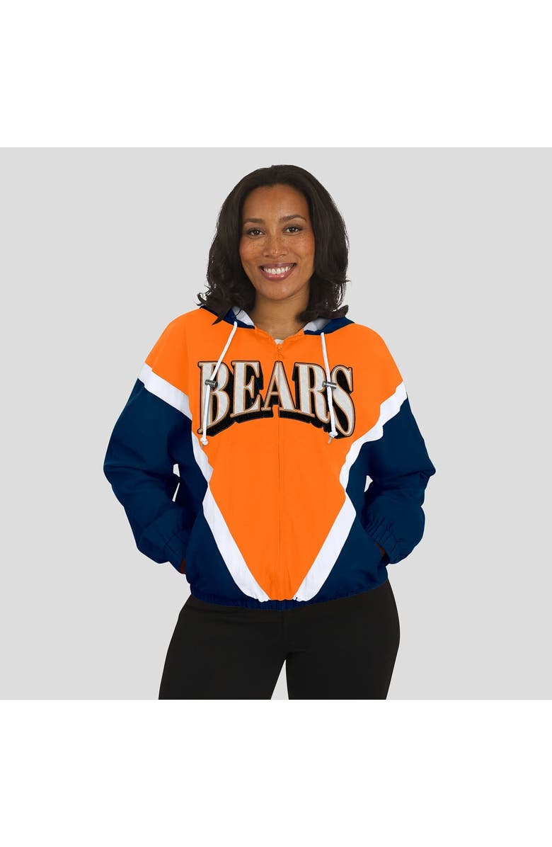 WEAR by Erin Andrews Women's WEAR by Erin Andrews Orange/Navy Chicago Bears Retro Crinkle Full-Zip Hoodie Windbreaker, Alternate, color, Orange