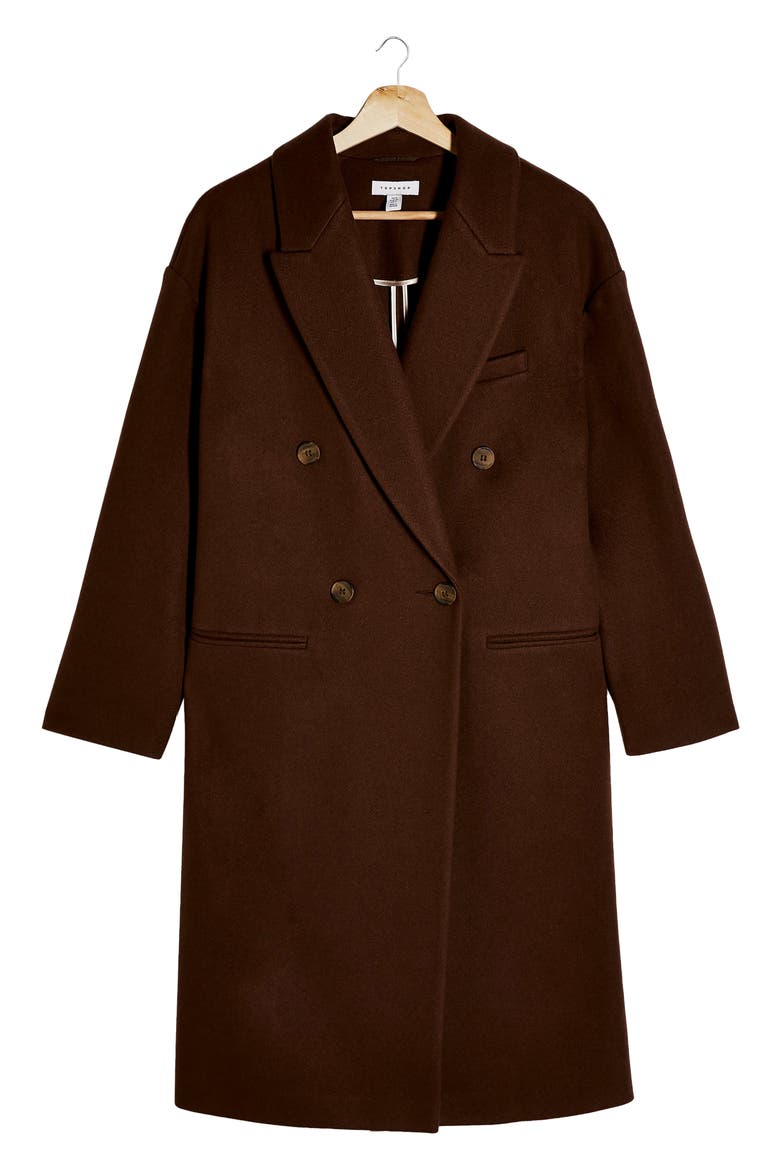 Brooke Double Breasted Long Coat, Alternate, color, DARK BROWN