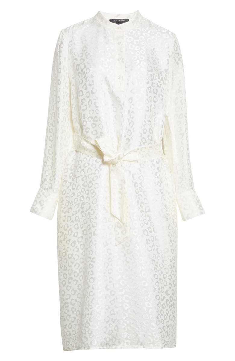 St. John Collection Leopard Jacquard Long Sleeve Shirtdress, Alternate, color,