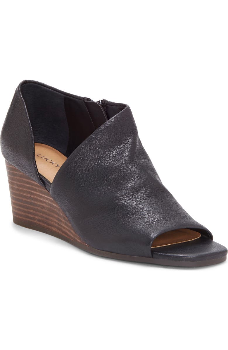 Lucky Brand Tylera Open Toe Wedge Bootie, Main, color,