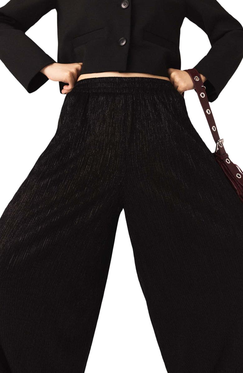 maje Metallic harem trousers, Alternate, color, Black