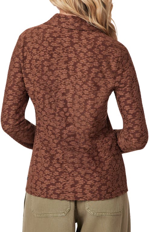 Scotch & Soda Button Front Long Sleeve Top In Brown